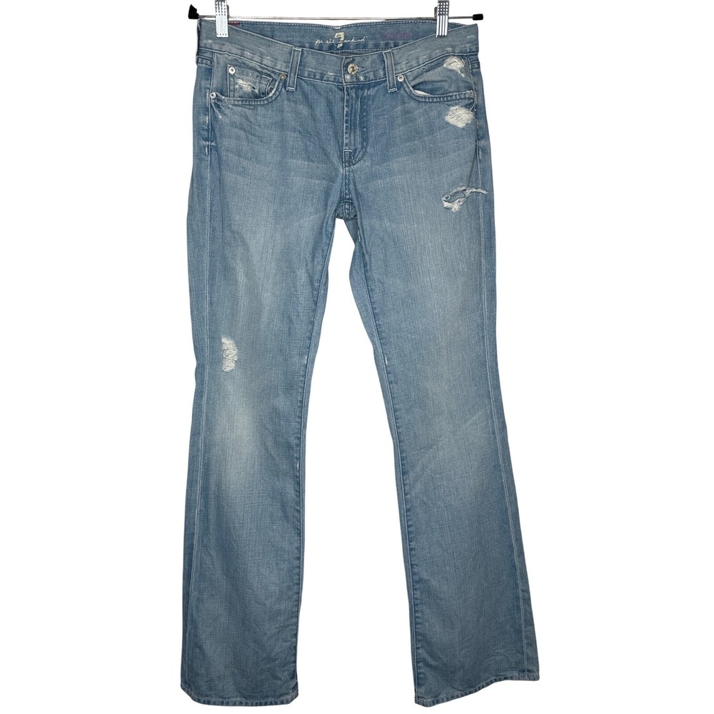 7 For All Mankind Kimmie Bootcut Distressed Jeans Light Wash 29 USA made Y2k